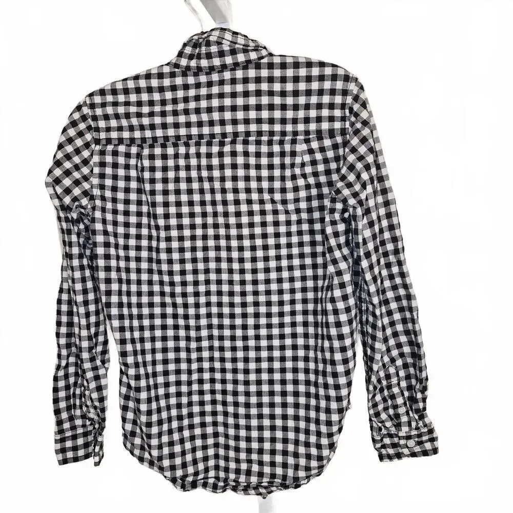 The Children's Place Boys' Black and White Checkered Casual Shirt XL 14